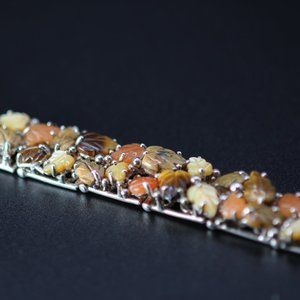 WHITNEY KELLY LEAF TIGERS EYE CARNELIAN STERLING SILVER BRACELET